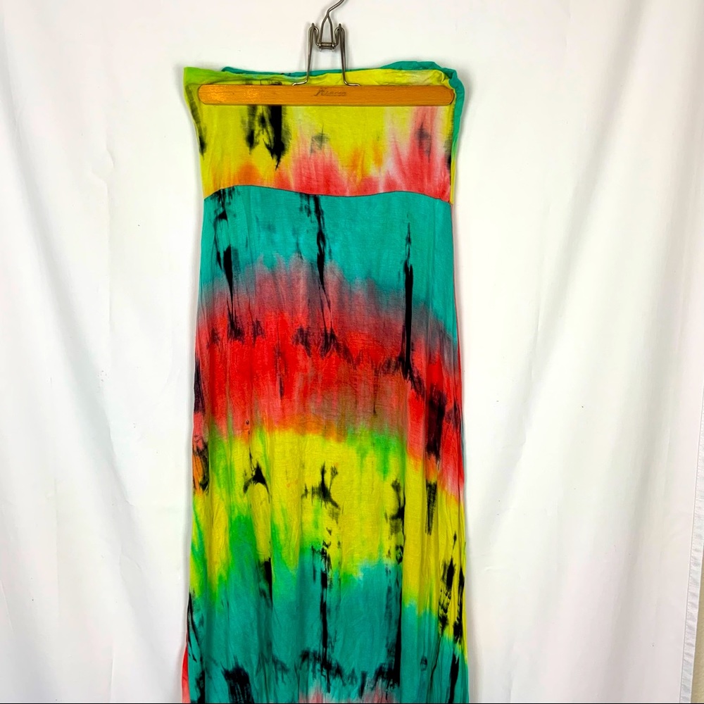 Club Z Collection RAINBOW Tie Dye Maxi Skirt Sz M